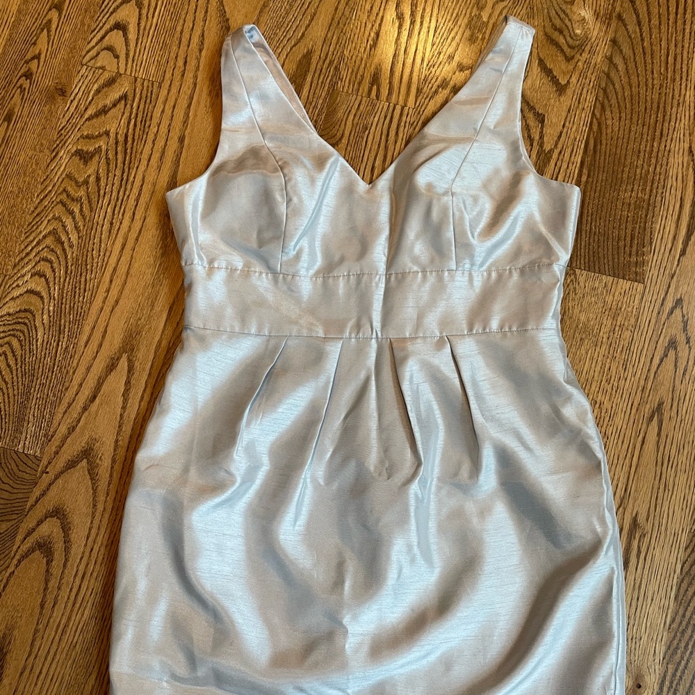 Short v neck raw satin dress
